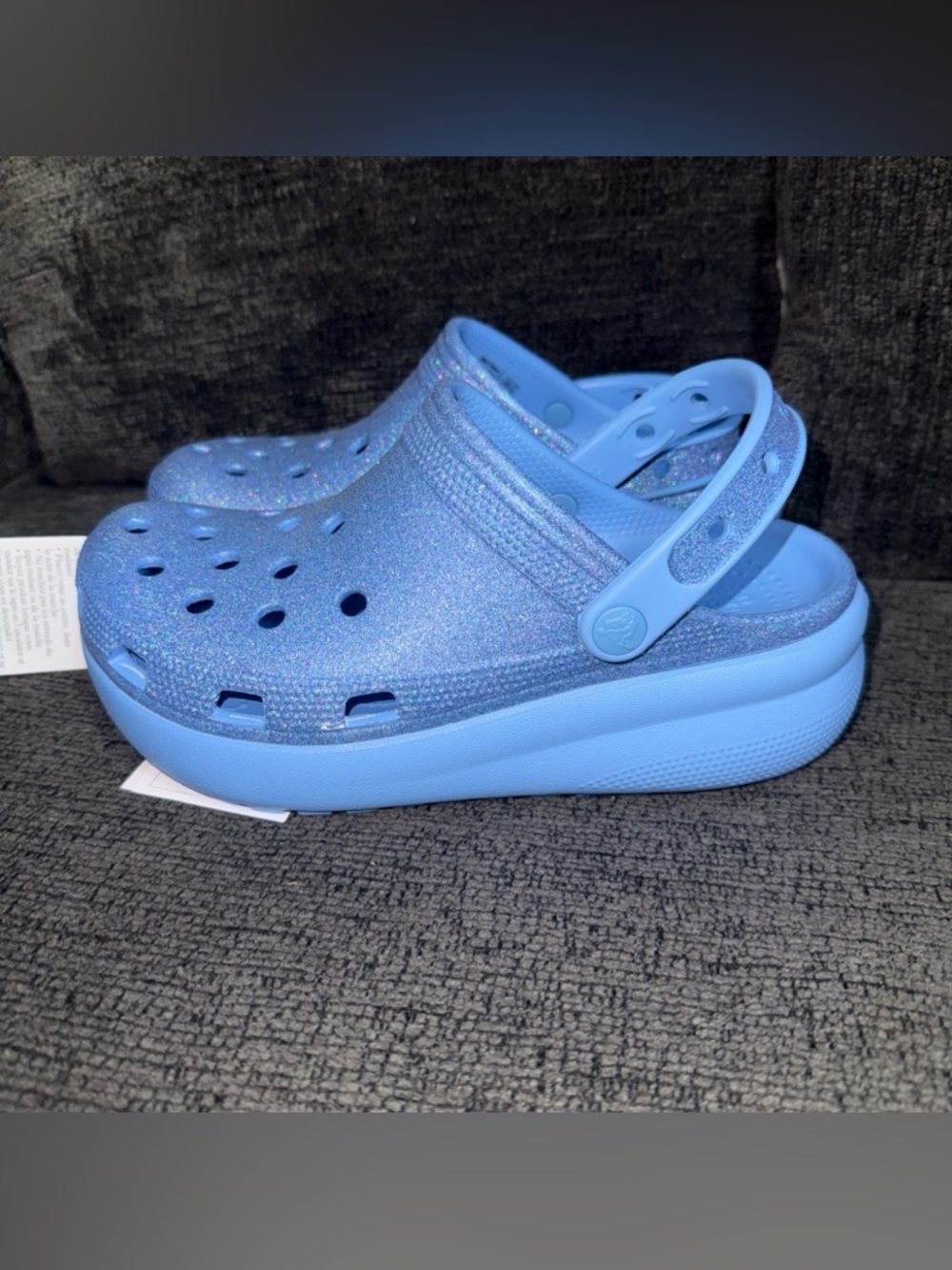Crocs Blue Glitter Clog Unisex Kids Shoes Crocs Comfort J4- New - Picture 5 of 7